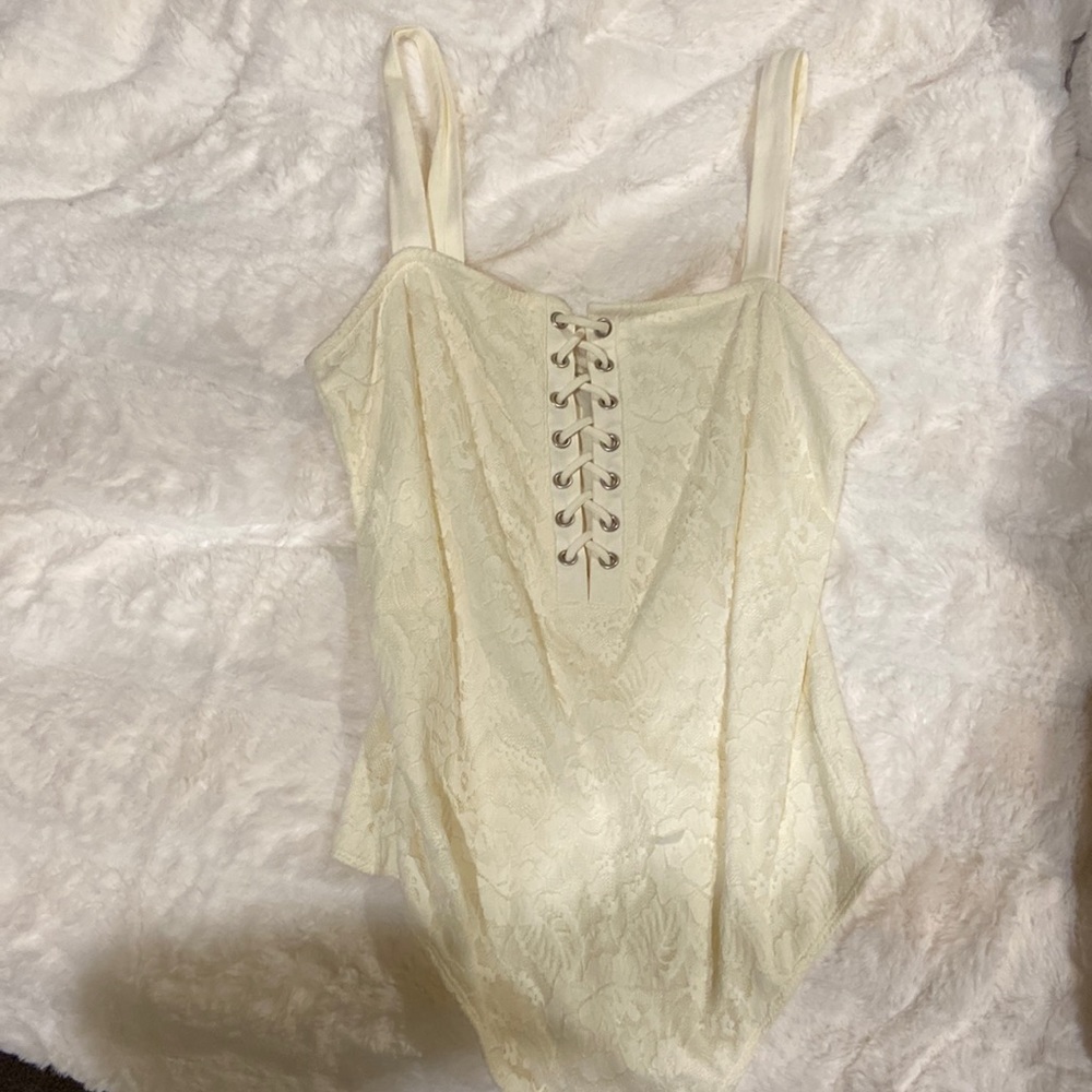 Cream Lace Bodysuit from Express size medium